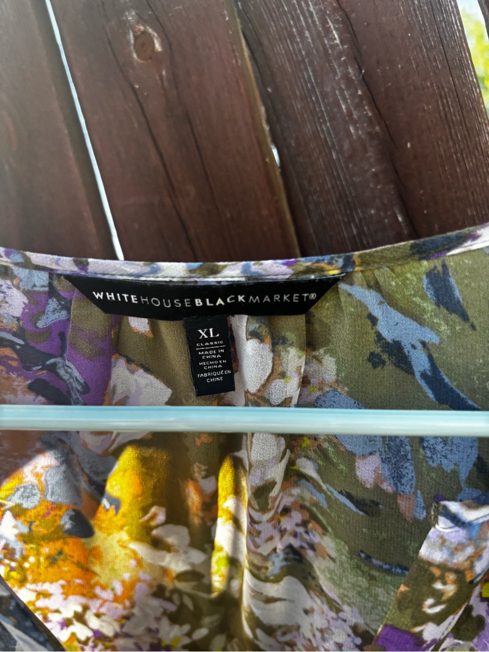 2 pieces White House Black Market Floral Sheer Blouse in Purple, Olive & Cream - Picture 3 of 5